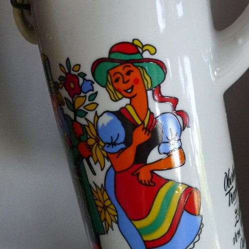 Anton Riemerschmid ceramic liqueur bottle 700ml with Paul Neu Bavarian costume design