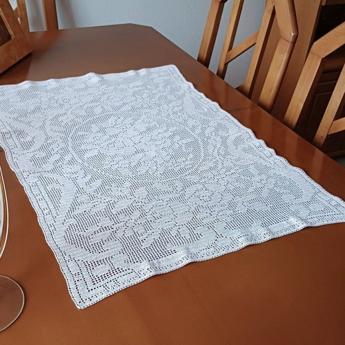 Handmade knitted beige motif new, 54×72.5 cm
