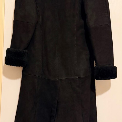 Vintage genuine black sheepskin shearling coat like new, size L-XL