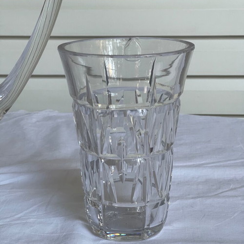 Crystal pitcher and small Saint Louis Art Deco vase used