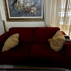 Σαλόνι τριθέσιου-διθέσιου καναπέ σε χρώμα κεραμιδι