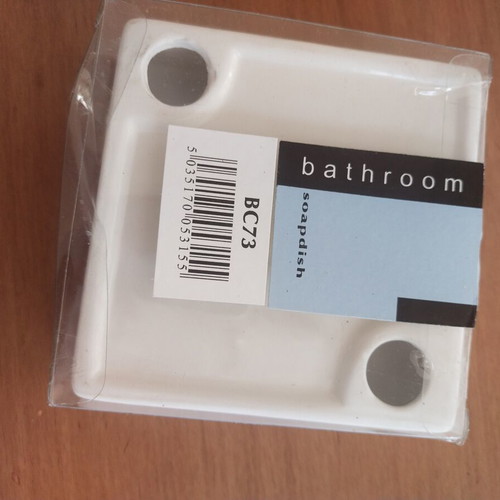 Porcelain soap dish square with grid, new