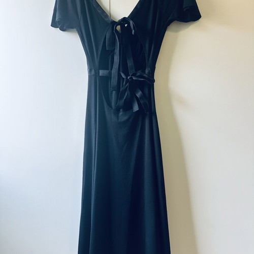 Diva by D Black Open Back Midi Dress like new, tie back jersey
