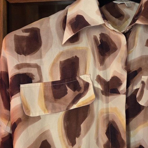 Massimo Dutti Silk Shirt Limited Edition like new, beige and brown