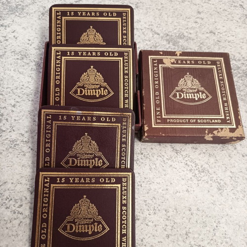 Dimple 15 Years Old vintage coaster set with box, 4 pieces