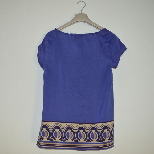 Marks & Spencer Autograph Purple Blouse used, UK 10, geometric border print
