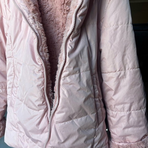 Children's jacket used with fur pink, for ages 7 to 13