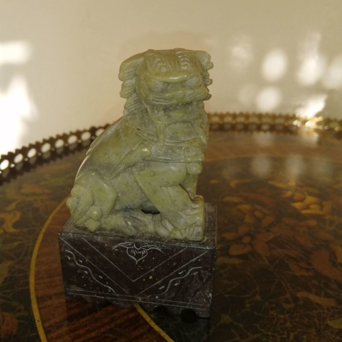 Decorative Chinese art figurine used, carved soapstone or marble
