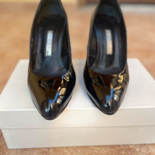 Gianna Kazakou black patent leather pumps 10cm heel like new size 37