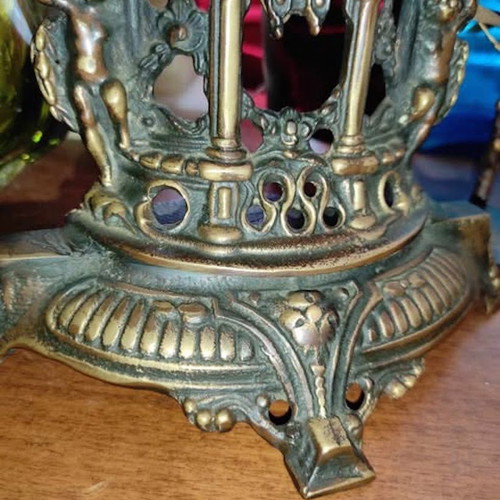 Vintage baroque brass mechanical mantel clock.