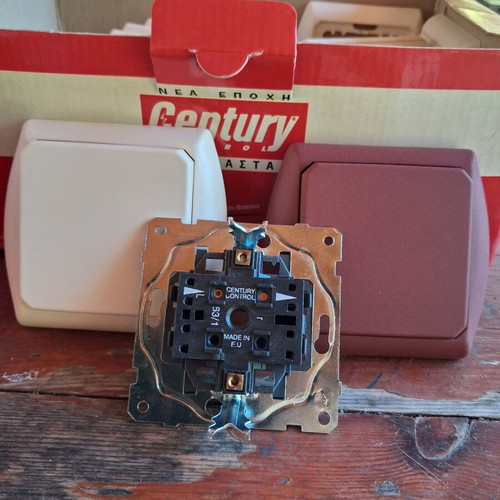 Century Control Ale-Retour Switches pack of 19 with 48 covers cherry and beige-salmon