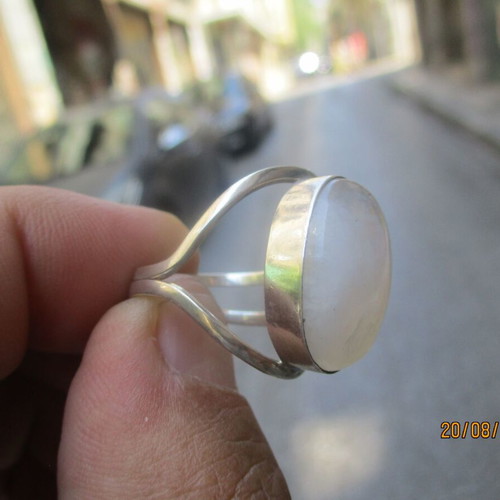 Silver 925 ring with moonstone, vintage adjustable women's ring