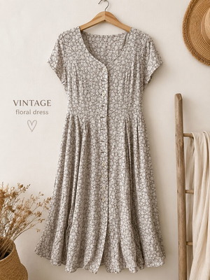 Vintage Boho Floral Maxi Dress used, Marks & Spencer, white, size L