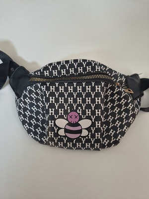 Children's waist bag like new, black with bee print