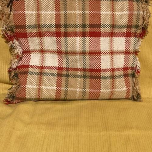 Handbag used fabric with leather strap and inner pockets