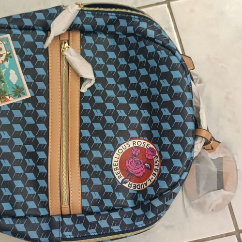 Estée Lauder Mini Backpack new, blue geometric pattern