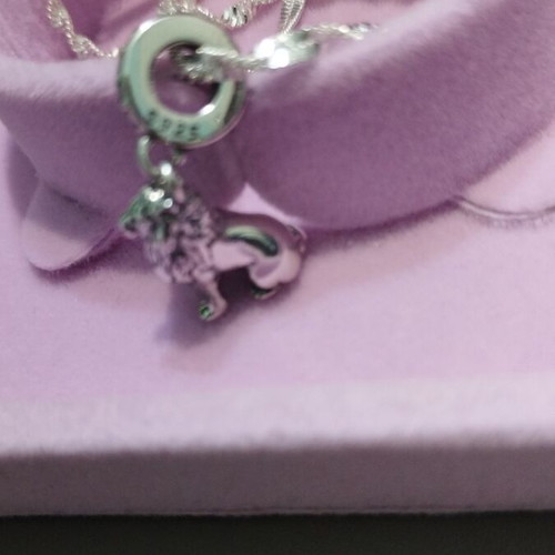 Silver twisted chain with silver lion pendant 925 new