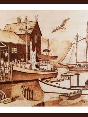Woodburning painting Psaradiko new on poplar wood