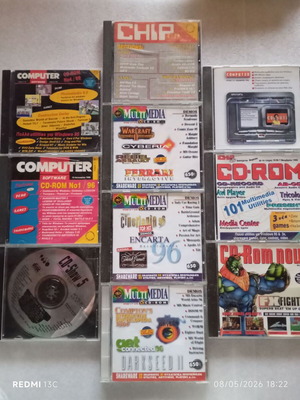 Συλλογή 16 Retro CD-ROM μεταχειρισμένα, περιοδικά 90s CHIP Multimedia Computer Software