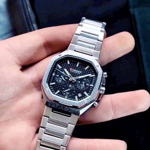 Ανδρικό ρολόι Curren POLYGON Chrono καινούργιο, μαύρο και ασημί