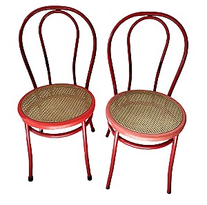 Σετ 2 μεταλλικές κόκκινες καρέκλες με πλαστικό κάθισμα 84x40x40