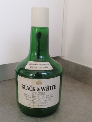 Black & White Scotch Whisky Bottle used, gallon size collectible