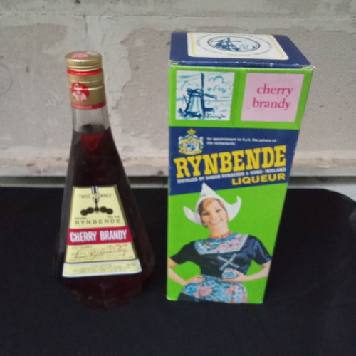 Rynbende Cherry Brandy liqueur pack used, 1980s