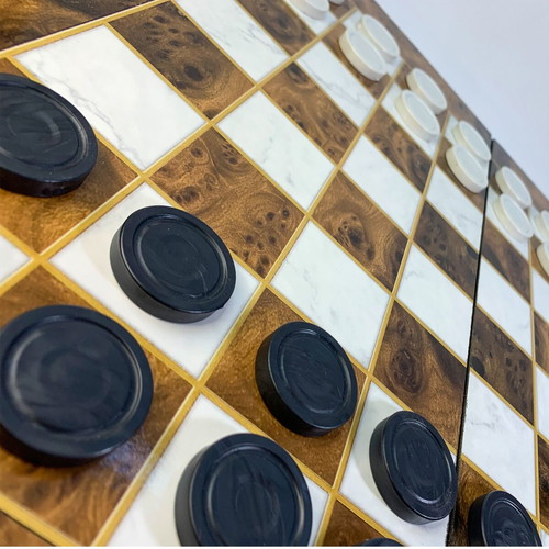 Backgammon chess checkers set 3in1 new, wood, 48x48 cm