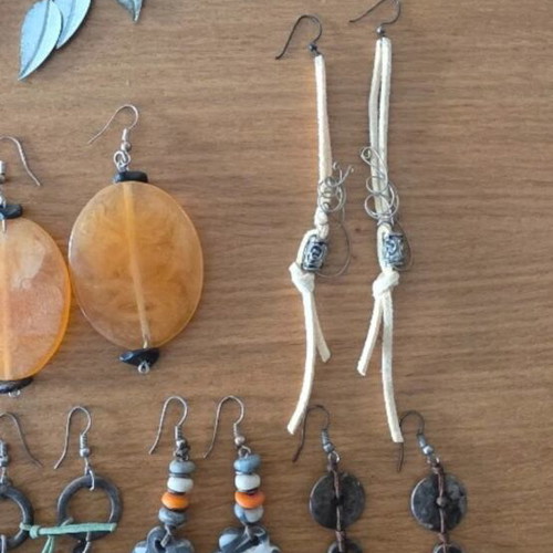 Boho earrings set used, 11 pairs multicolor