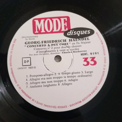 Georg.Friedrich Haendel vinyl record used, classical music