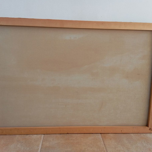 Oil Painting on Canvas by Nikos Papadopoulos, Like New, Island Theme