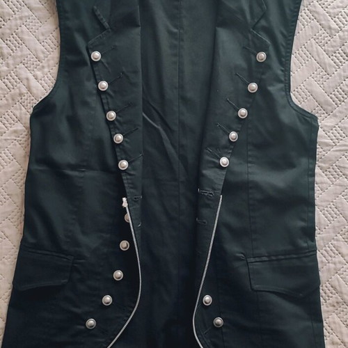Vintage Gothic Military Black Vest Jacket like new, size S-M