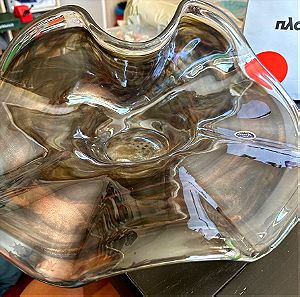 Lavorazione Murano Art Glass Dish σε αποχρώσεις του καφέ και προδιαγραφές μεταλλικό