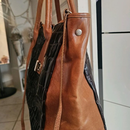 Vera Pelle shoulder bag used, black and brown