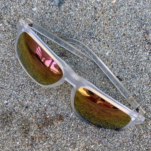 Glamsung Dance sunglasses used, transparent frame, fuchsia mirror lenses