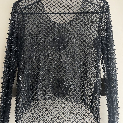 See Through Top with Beads size L like new