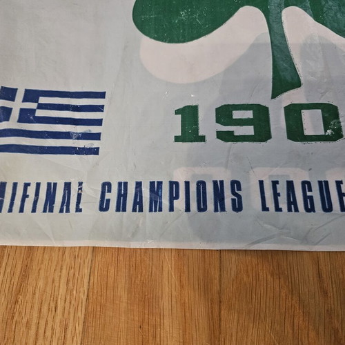 Panathinaikos F.C. Champions League 1996 Flag used, authentic stadium giveaway