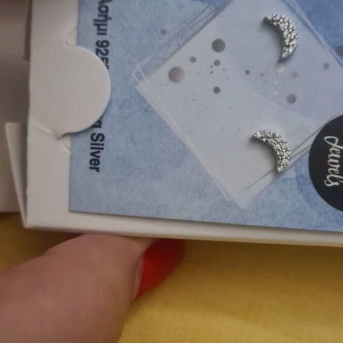 Silver moon-shaped earrings new with stones
