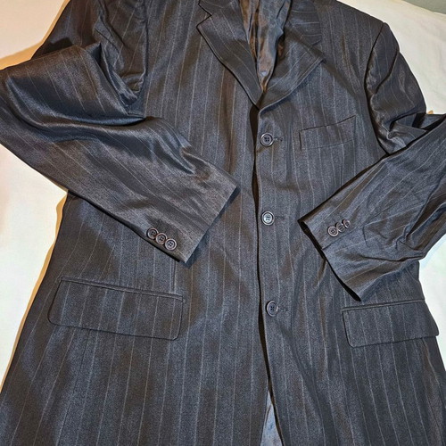 Carlo Pignatelli men's jacket black shiny striped size L like new