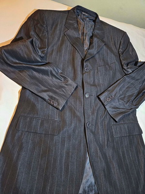 Carlo Pignatelli men's jacket black shiny striped size L like new