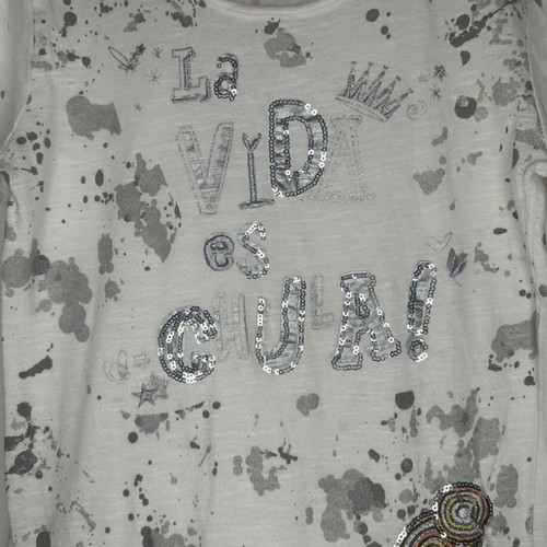 Desigual children's dress like new, white with grey splash and tulle