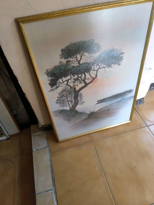 Poster painting sunset in frame like new 44x60 cm