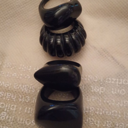 Black ring set new, unisex, universal size