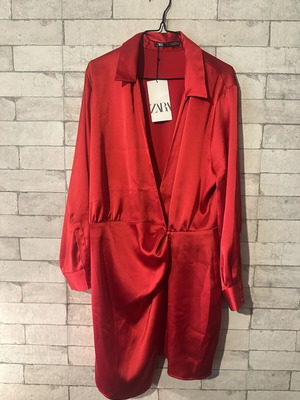 Zara satin dress new, red, size XL