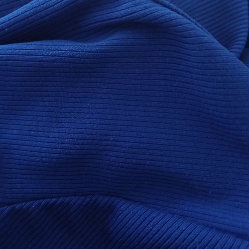 Blue elastic short-sleeve blouse one size like new