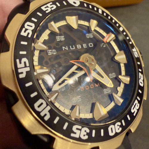 Nubeo MAKO Automatic Limited Edition Gold Skeleton Watch 24 Jewels