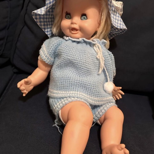 Vintage doll from the 70s used with knitted clothes