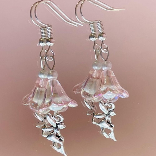 Handmade earrings with fairies from stainless steel, new