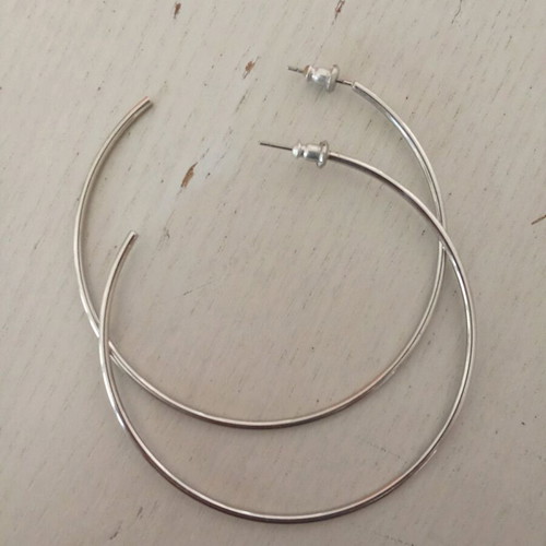Hoop earrings used, silver color, large