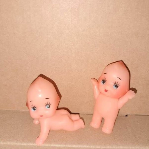 Vintage Kewpie Japan collectible dolls set of 2 miniature